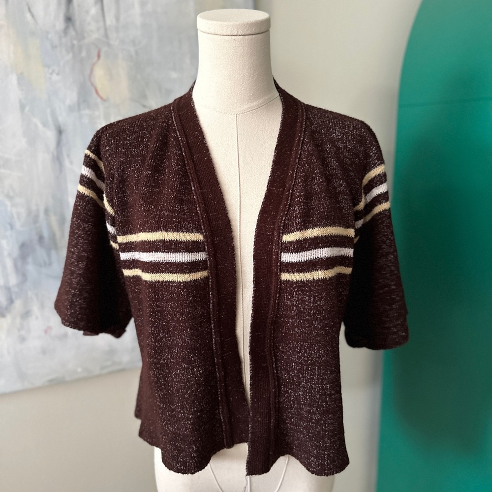 Vintage 70s cropped brown cardigan‎